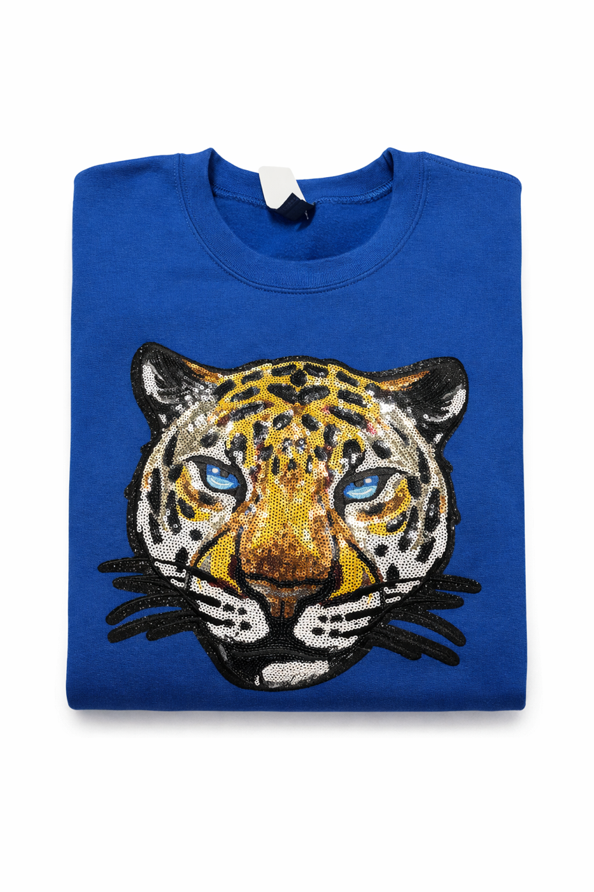 Royal Blue Sequin Jaguar Sweatshirt