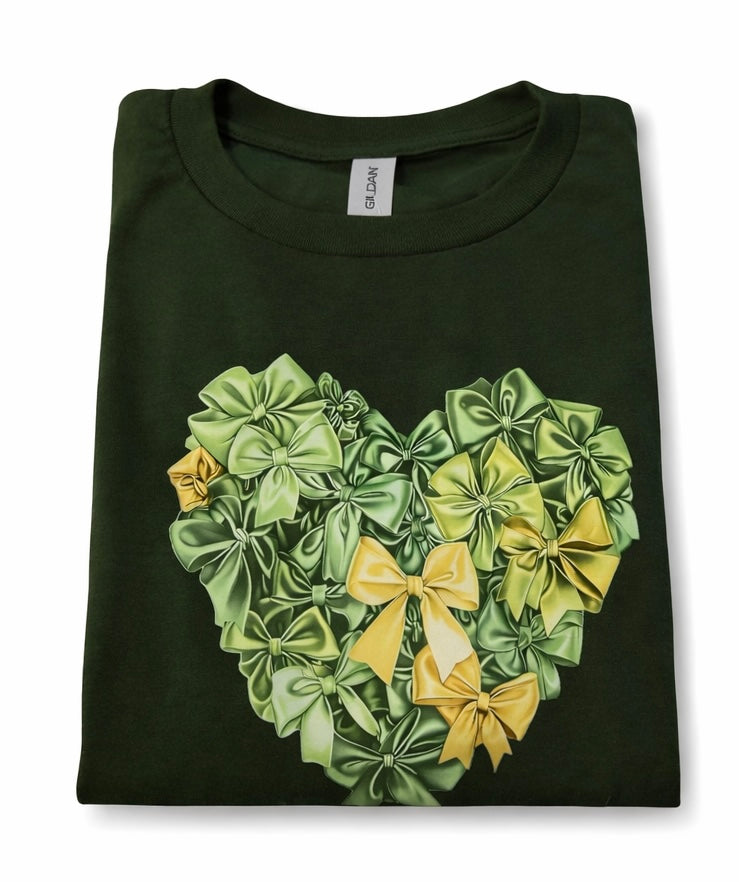 Green & Gold Bow Heart T-shirt